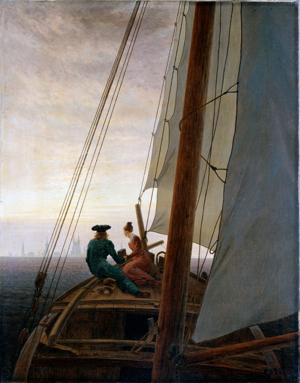 Om bord på et seilskip, mellom 1818 og 1820. av Caspar David Friedrich