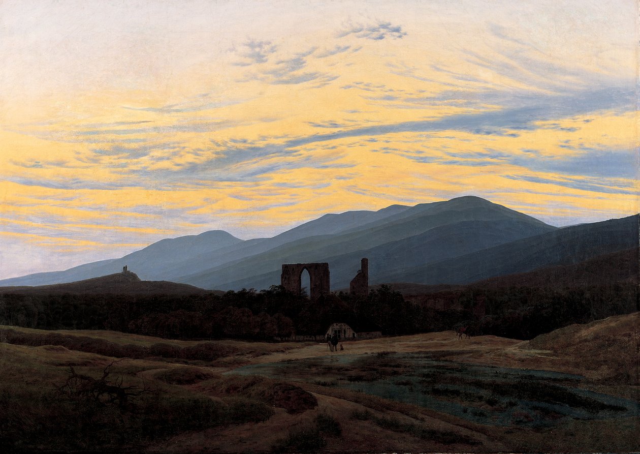 Ruinene av Eldena Abbey i Riesengebirge, ca 1834 av Caspar David Friedrich