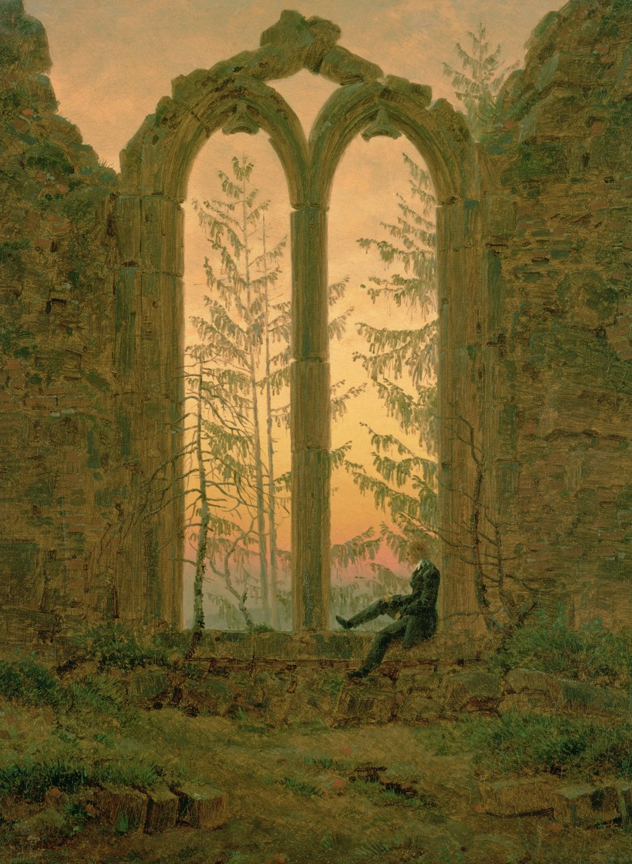Ruins of the Oybin Monastery (The Dreamer) 1835-40 (olje på lerret) av Caspar David Friedrich