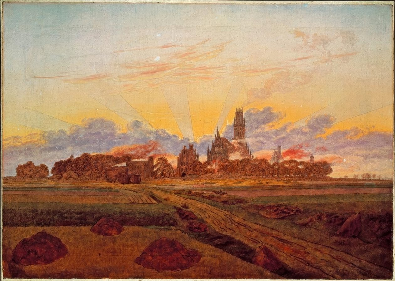 Soloppgang nær Neubrandenburg av Caspar David Friedrich