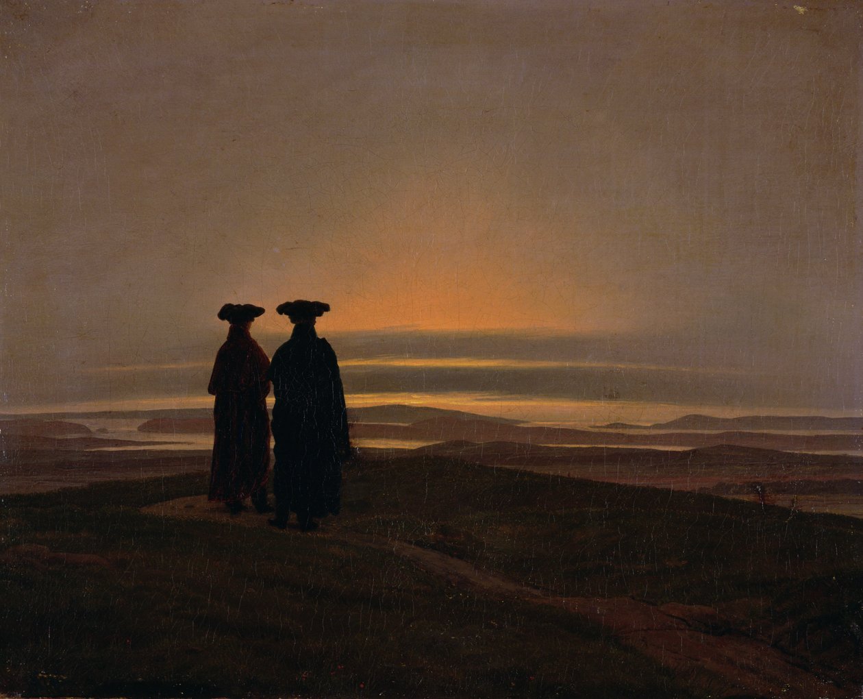 Solnedgang (brødre) av Caspar David Friedrich