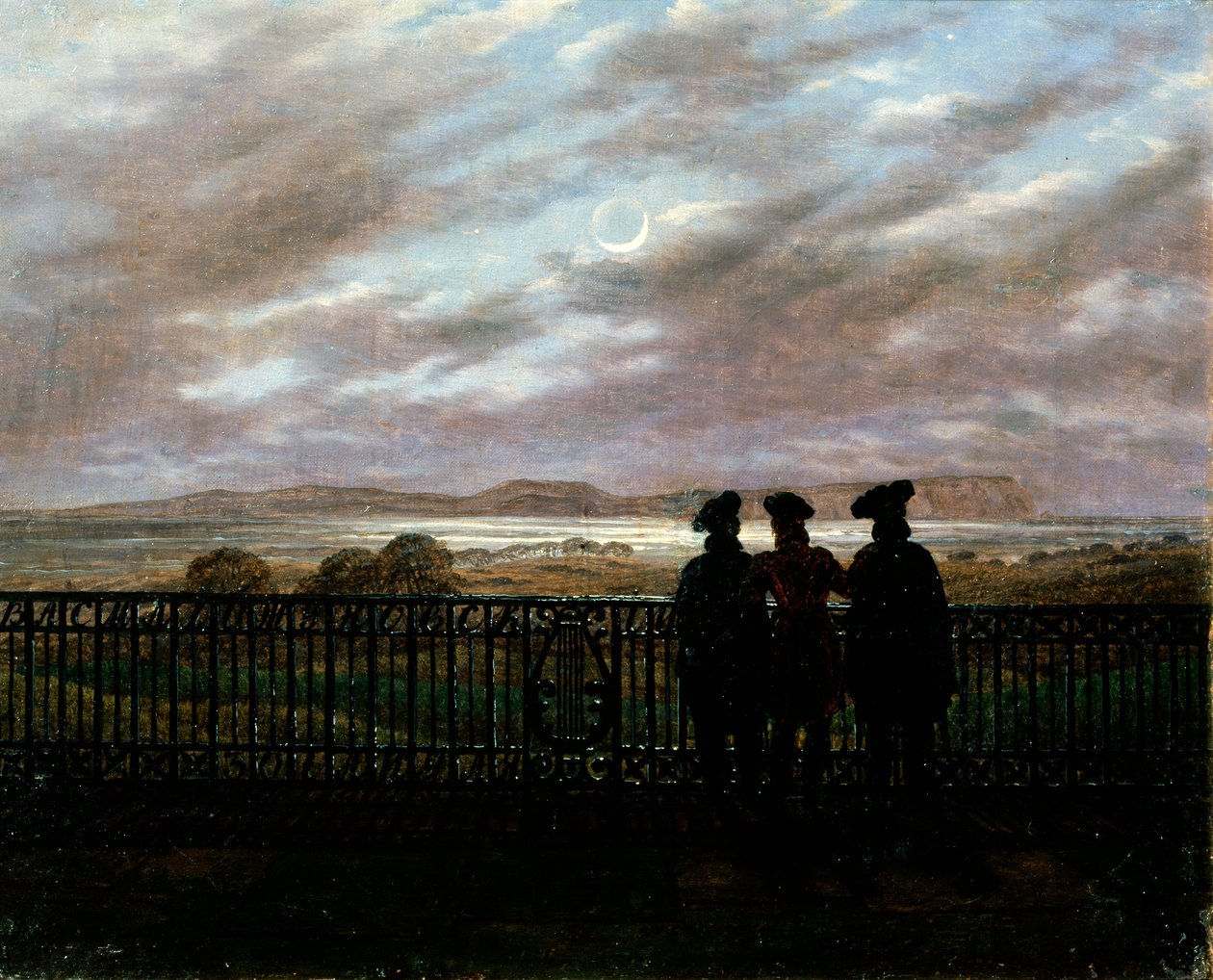 Poetene VA Zhukovsky, SI Turgenev og AI Turgenev, slutten av 1820-årene av Caspar David Friedrich