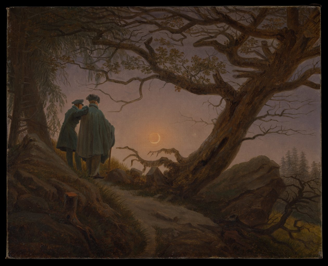 To menn som betrakter månen av Caspar David Friedrich