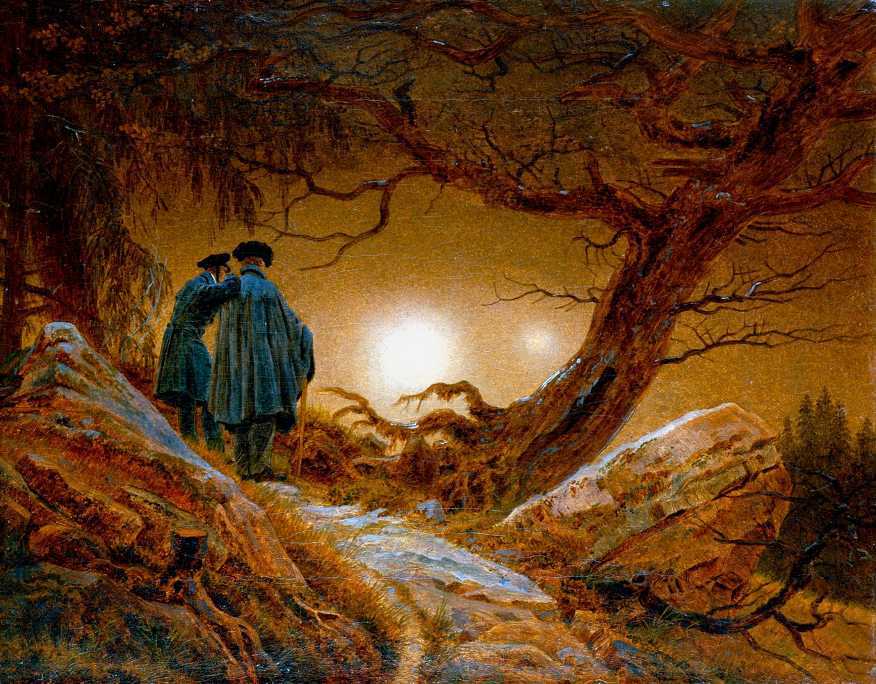 To menn som vurderer månen, c1825-1830 av Caspar David Friedrich