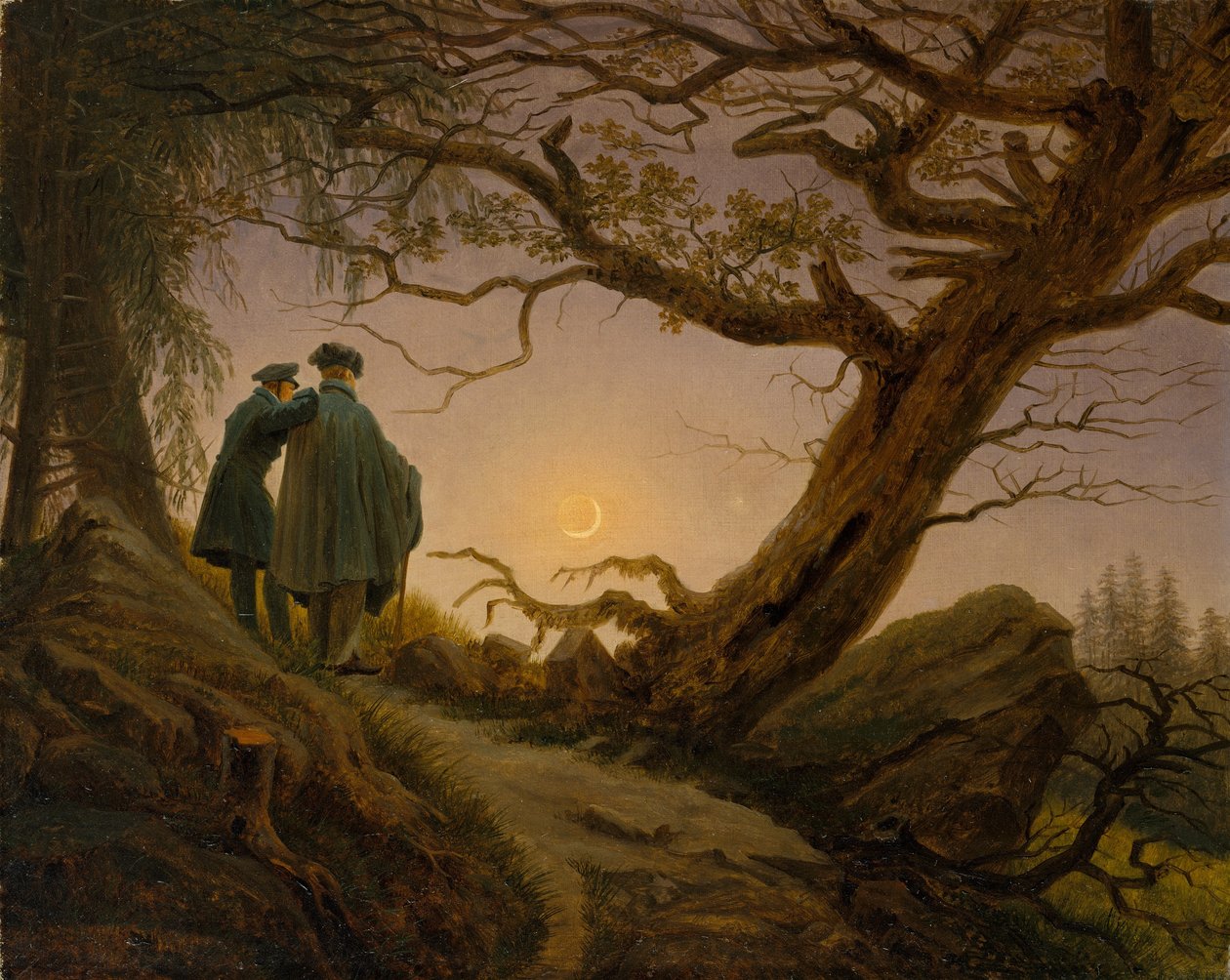 Two Men Contemplating the Moon, ca. 1825–30 (olje på lerret) av Caspar David Friedrich