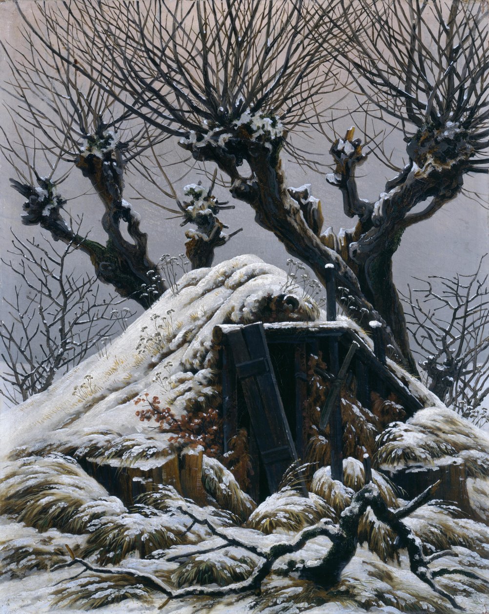 En snødekt hytte av Caspar David Friedrich