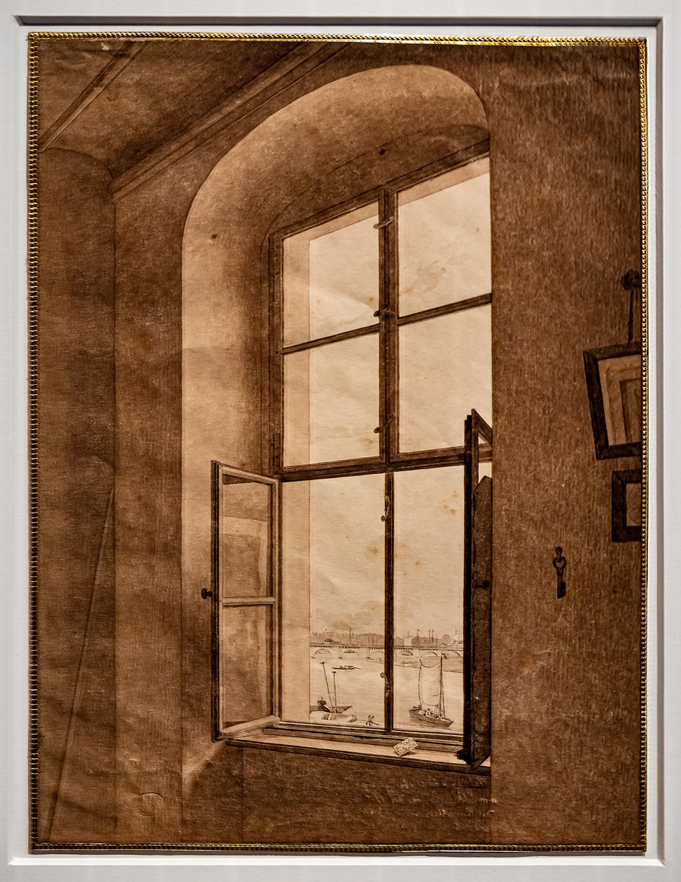 Utsikt fra kunstnerens atelier, vindu til venstre av Caspar David Friedrich