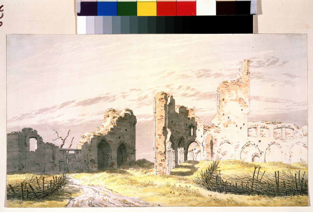 ""Utsikt over ruinene av et kloster i Elden"" (Et kloster i Elden) Akvarell av Caspar David Friedrich (1774-1840) Pushkin-museet fra 1800-tallet Moskva av Caspar David Friedrich