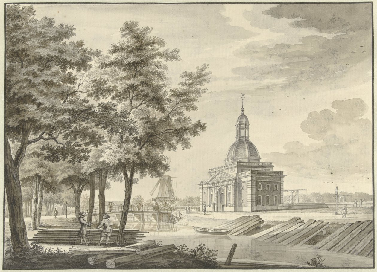 Utsikt over den nybygde Muiderpoort, 1771 av Caspar Jacobsz. Philips