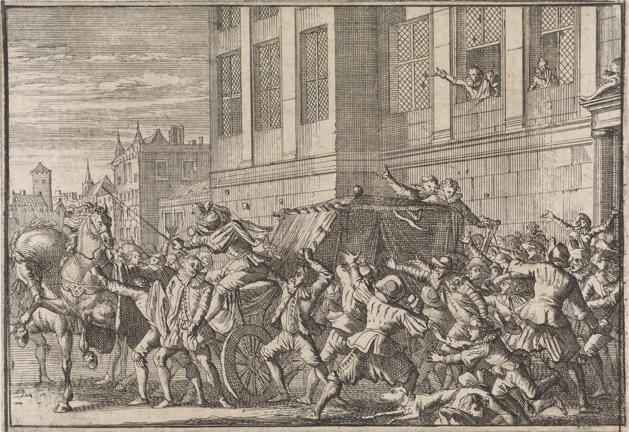 Angrep i Madrid på vognen til greven av Olivares, Gaspard de Gusmán, 1643 av Caspar Luyken (attributed to)