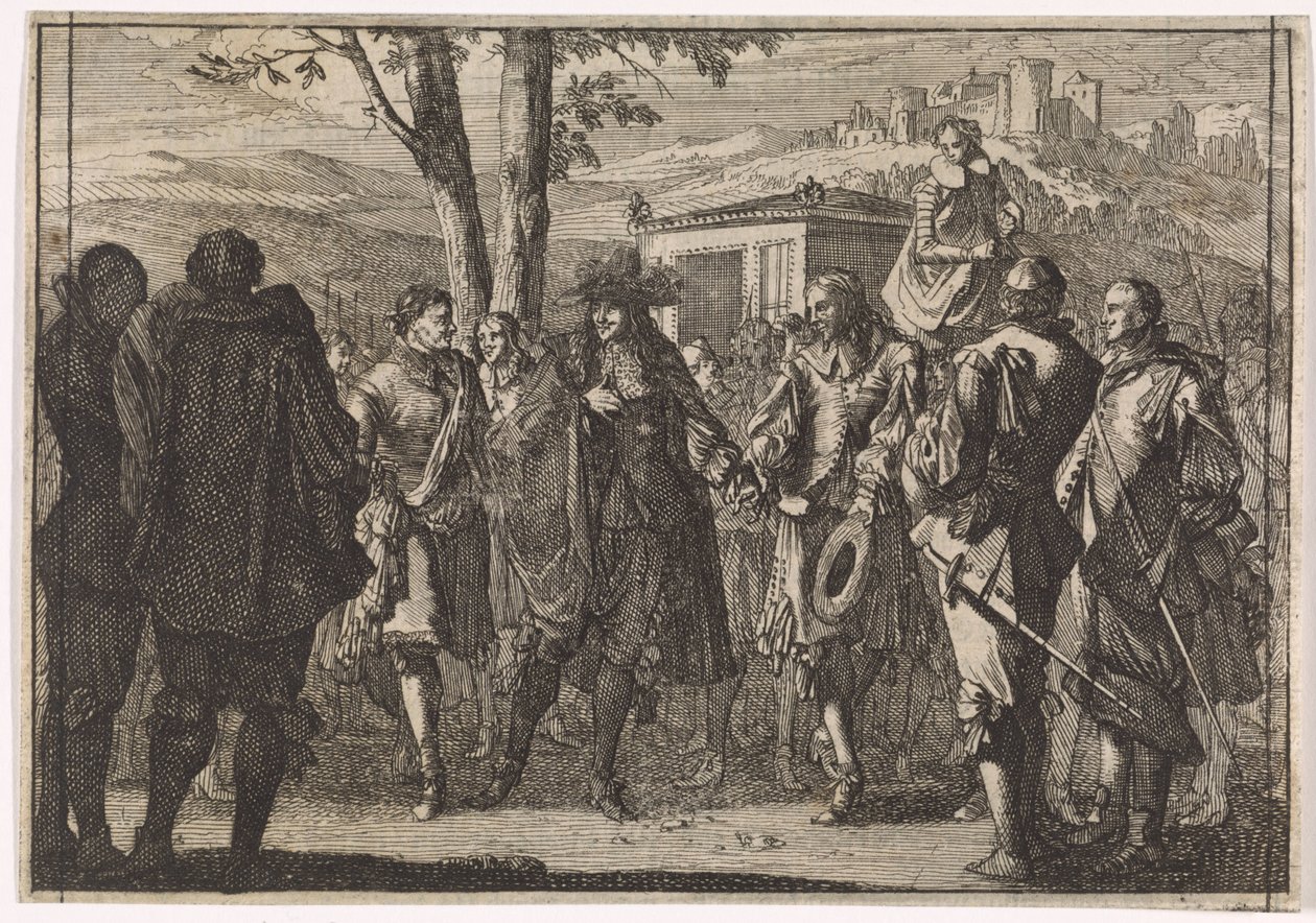 Kong Charles I av England blir tatt til fange av de engelske soldatene, 1647 av Caspar Luyken (attributed to)