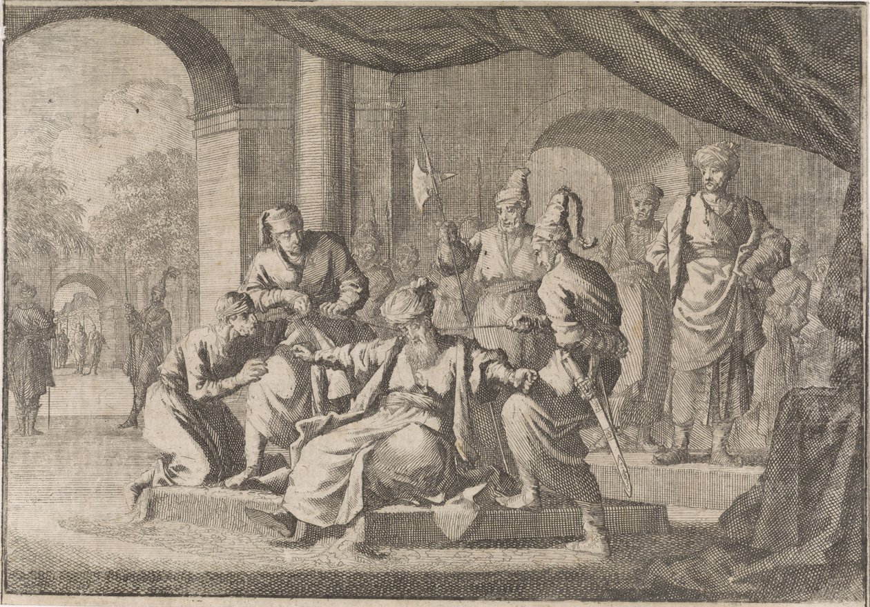 Mustafa, nevø av sultan Murat IV, blir kvalt på hans kommando, 1639 av Caspar Luyken (attributed to)