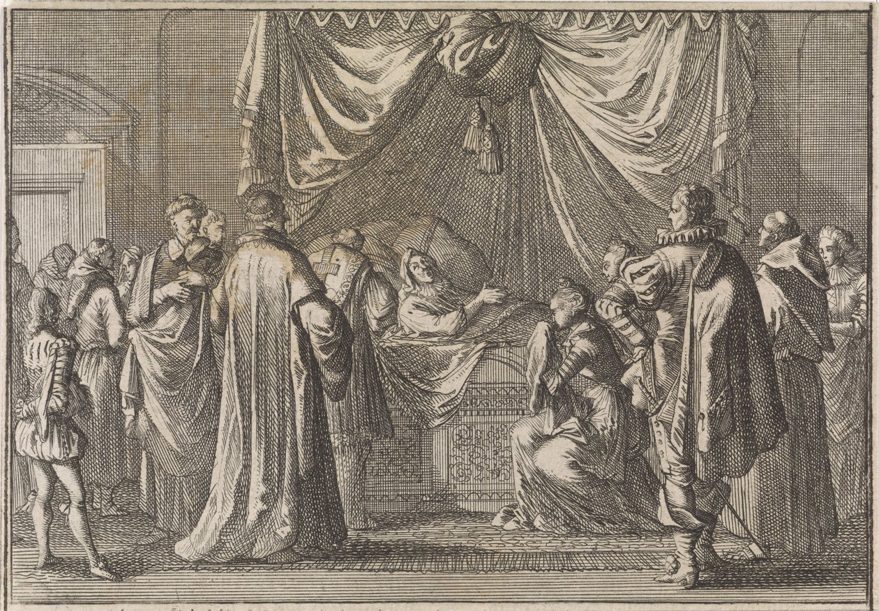 Maria de Medicis dødsleie, 1642 av Caspar Luyken (attributed to)