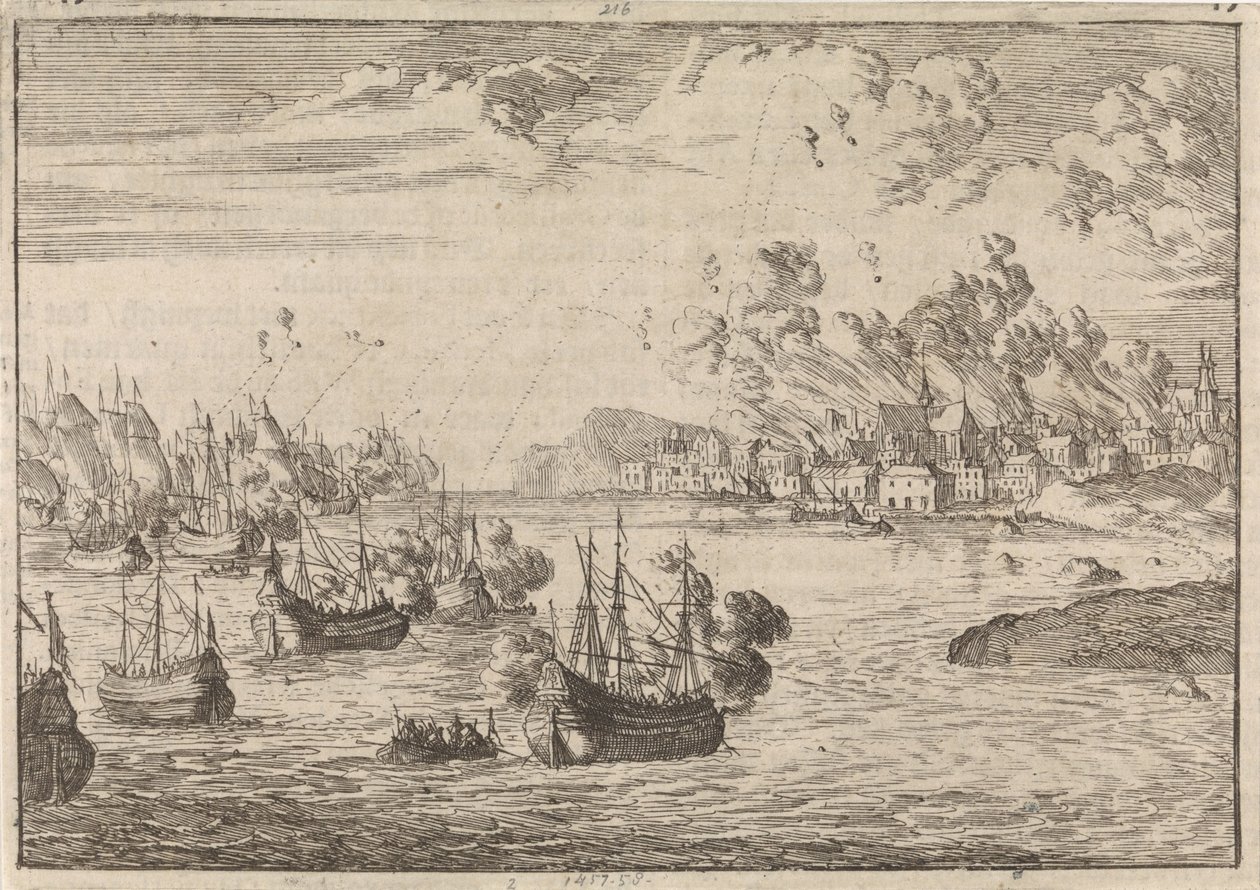 Bombardement av Dieppe, 1694 av Caspar Luyken