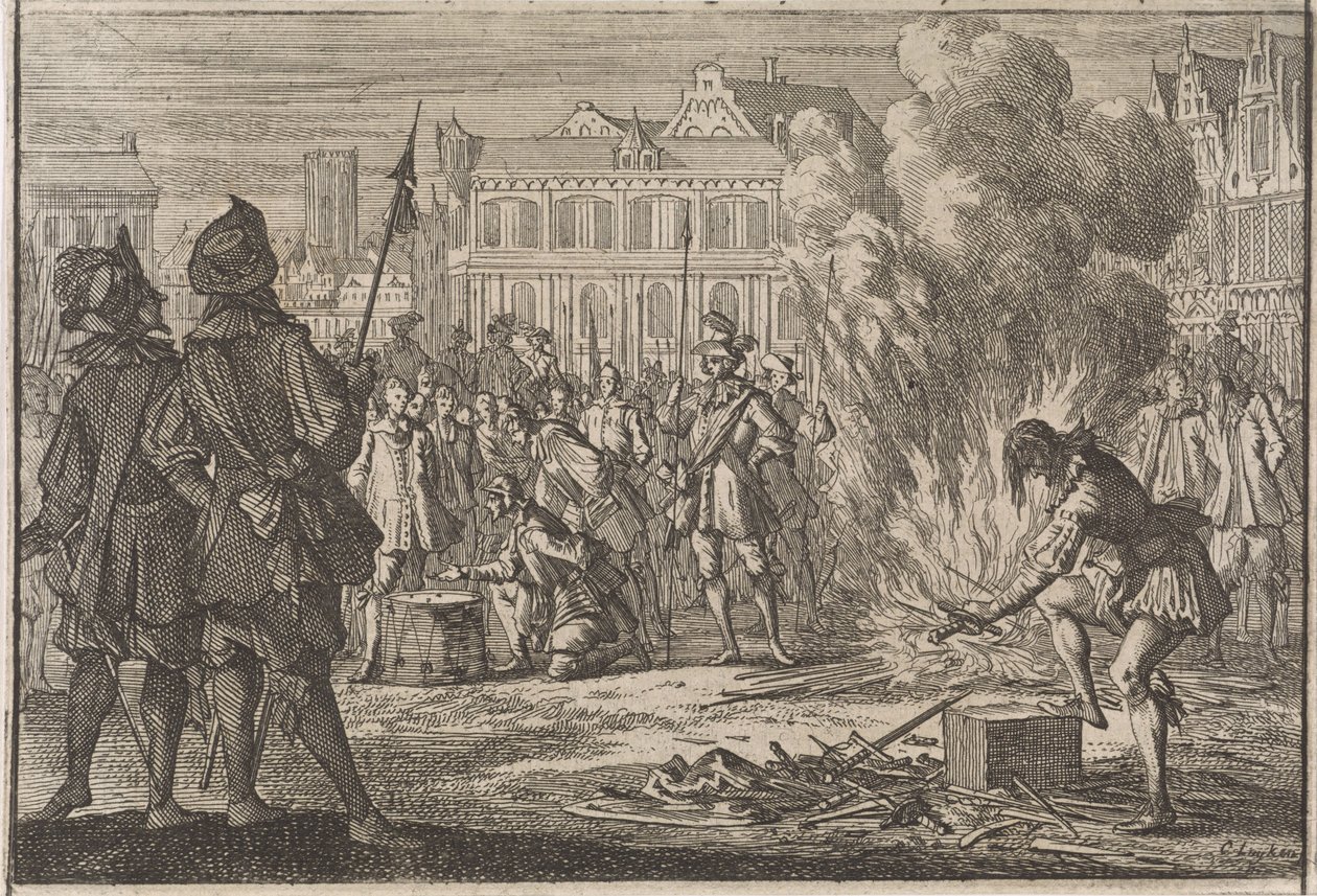 Militærdomstolen på Prahas markedstorg, 1642 av Caspar Luyken