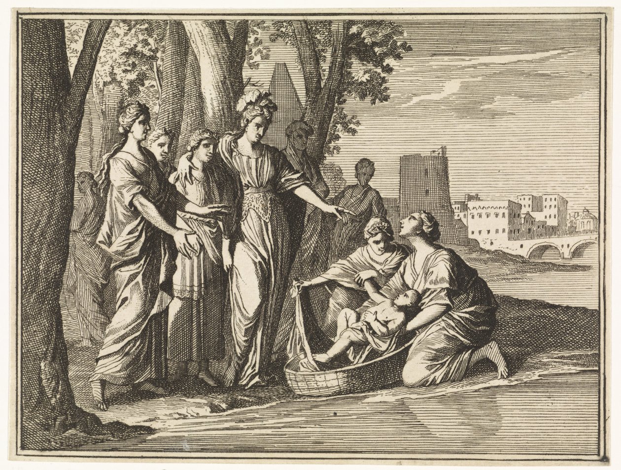 Moses blir funnet av faraos datter av Caspar Luyken