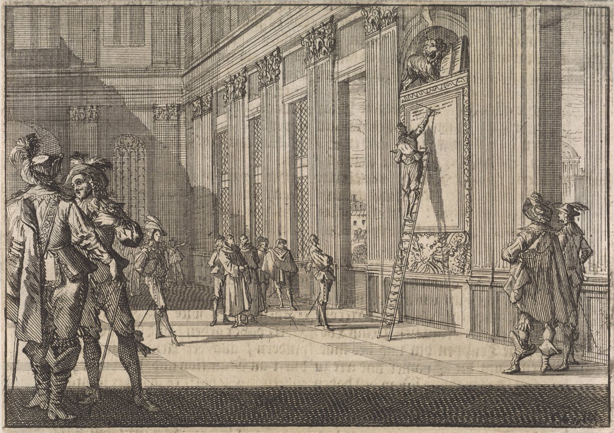 Restaurering av inskripsjonen for venetianerne i Vatikanpalasset i Roma, 1643 av Caspar Luyken