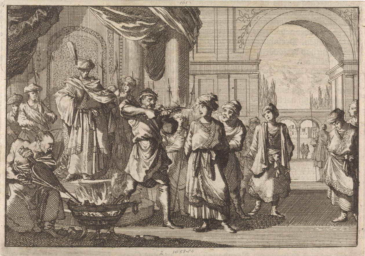 Selim IV, sjah av Persia, med broren blindet av et glødende jern, 1694 av Caspar Luyken