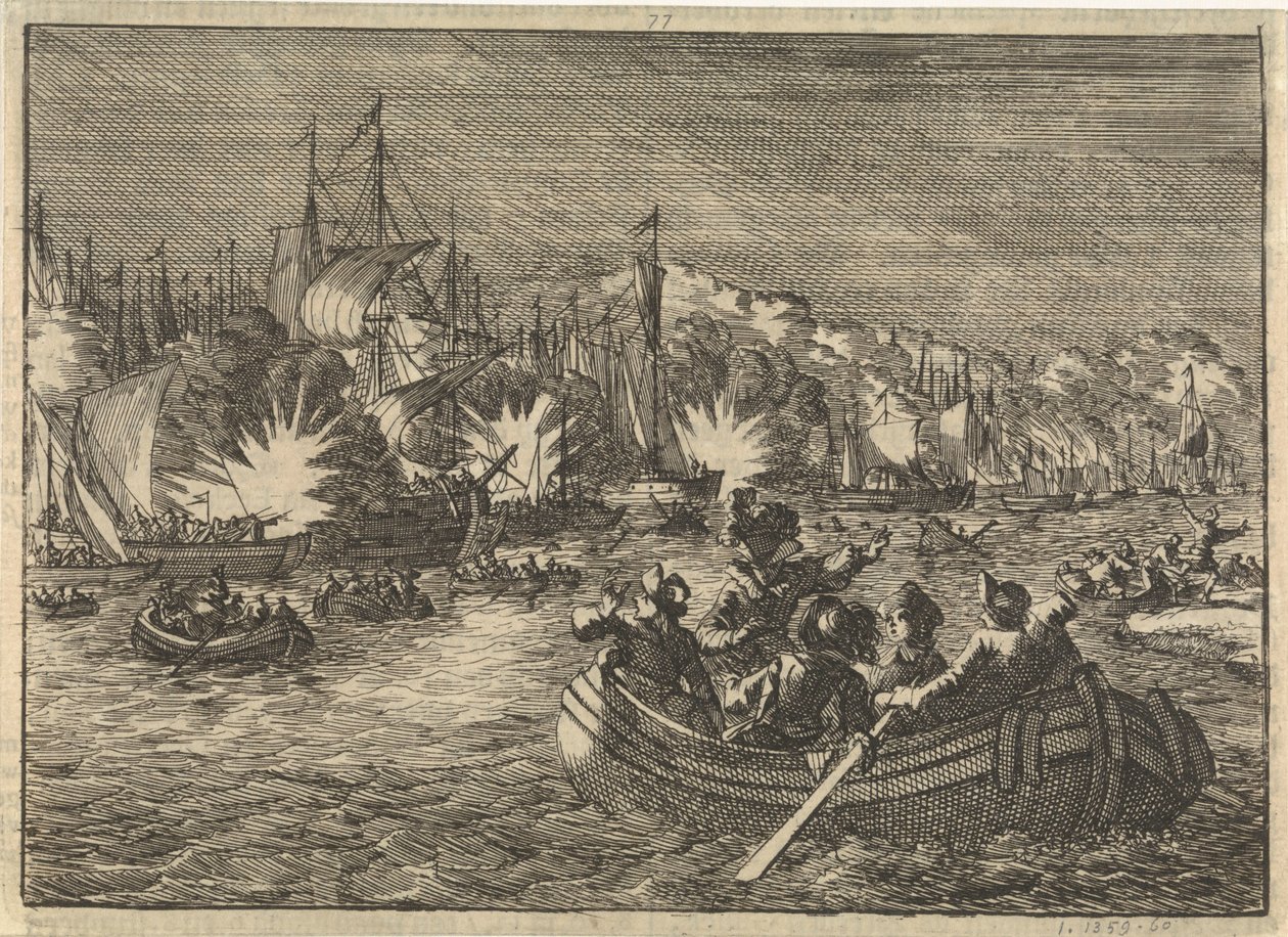 Spansk flåte på Schelde tatt til fange og brent av nederlenderne, 1631 av Caspar Luyken