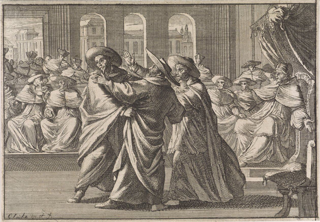 Under valget av Urban VIII, kolliderte kardinal Borja og kardinal Antonio Barberini, 1632 av Caspar Luyken