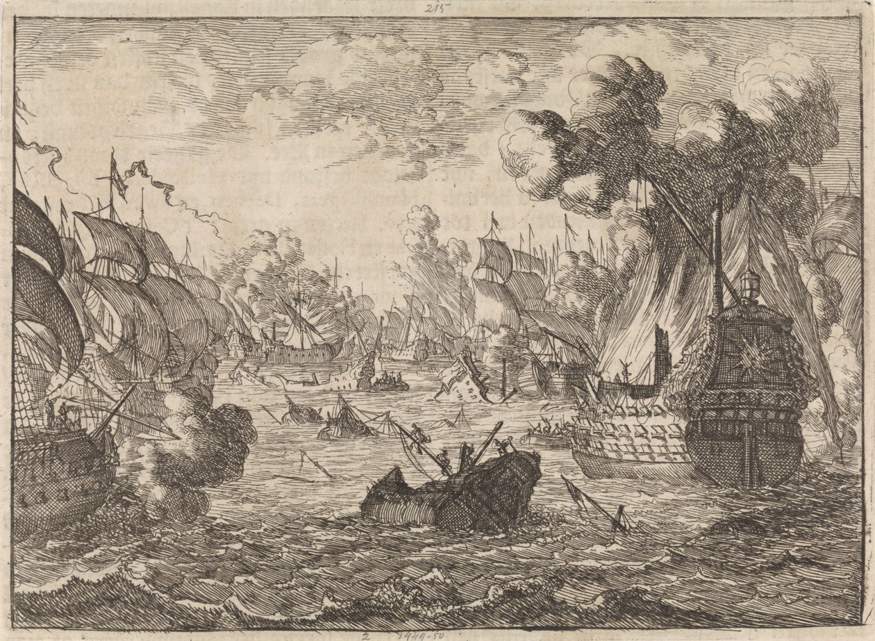 Sjøslaget ved Cape La Hogue, 1692 av Caspar Luyken