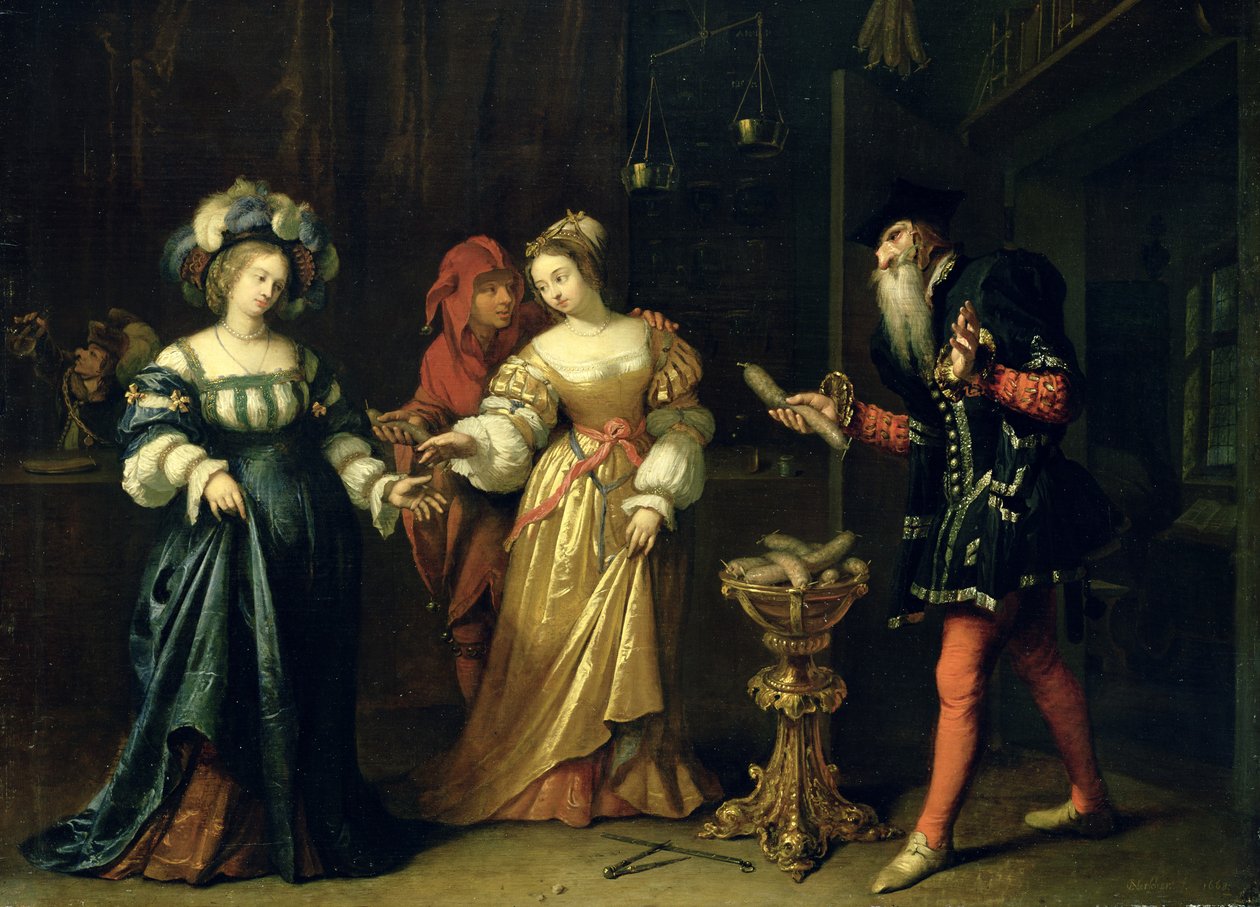 En maskert joker, 1668 av Caspar Netscher