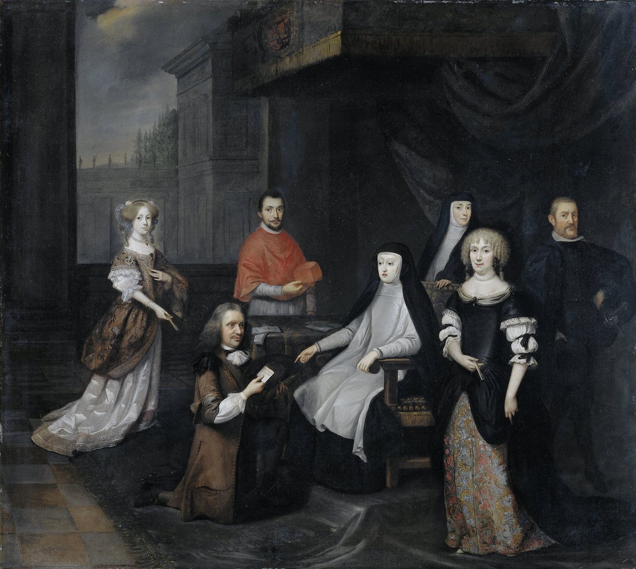 Mottakelse av den nederlandske ambassadøren Hieronymus van Beverningk av den spanske dronningen-regenten Maria-Anna av Østerrike, 2. mars 1671 av Caspar Netscher