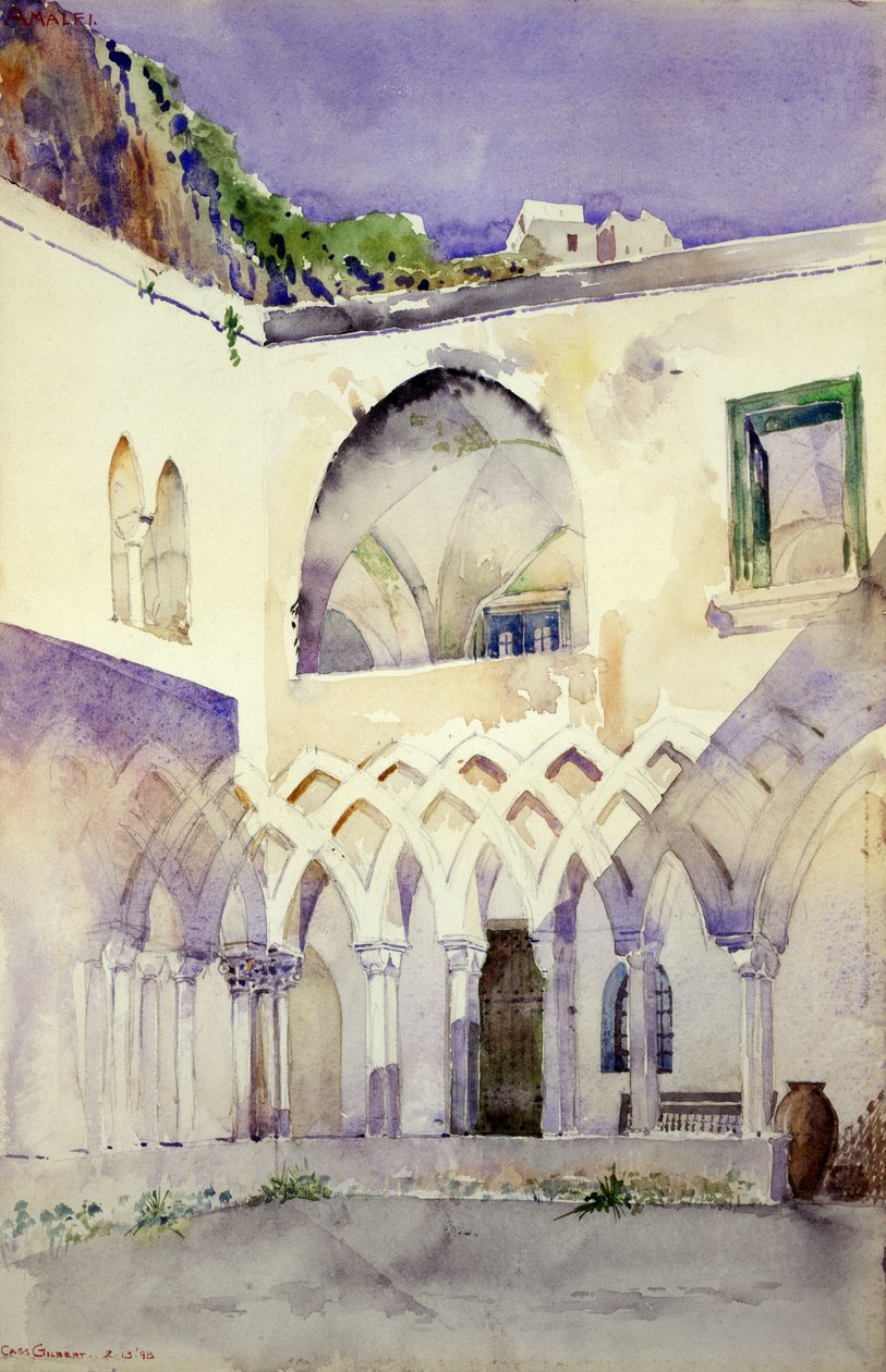 Gårdsplass, Capucine-klosteret, Amalfi av Cass Gilbert