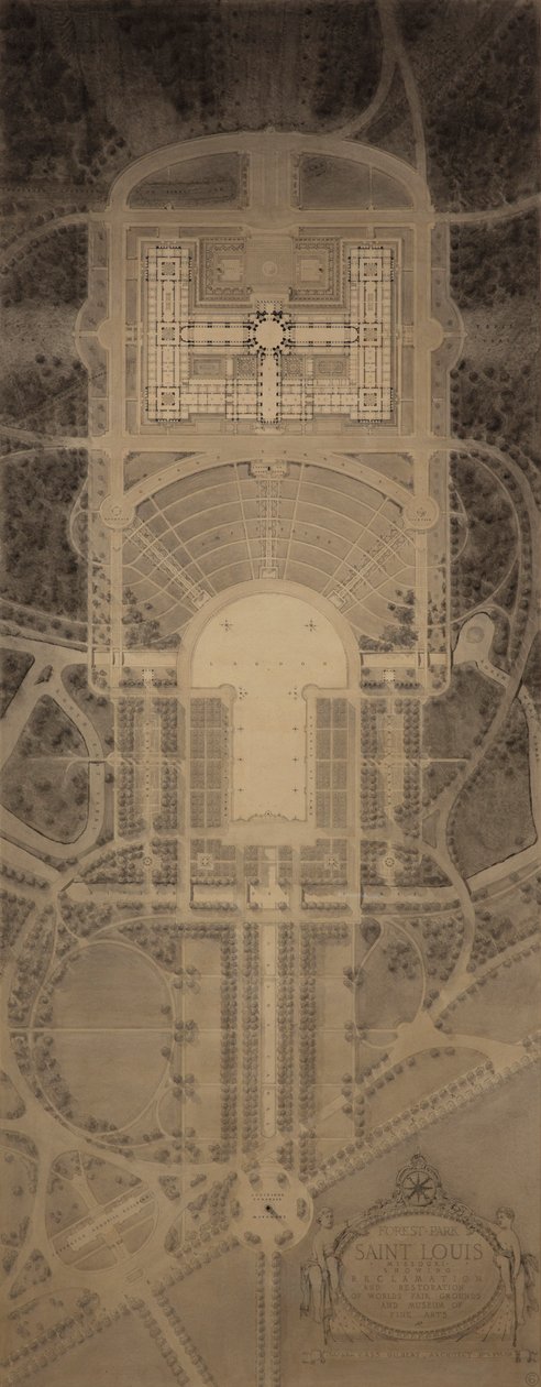 Forest Park, Saint Louis, Missouri: Viser gjenvinning og restaurering av verdensutstillingsområde og Museum of Fine Arts av Cass Gilbert