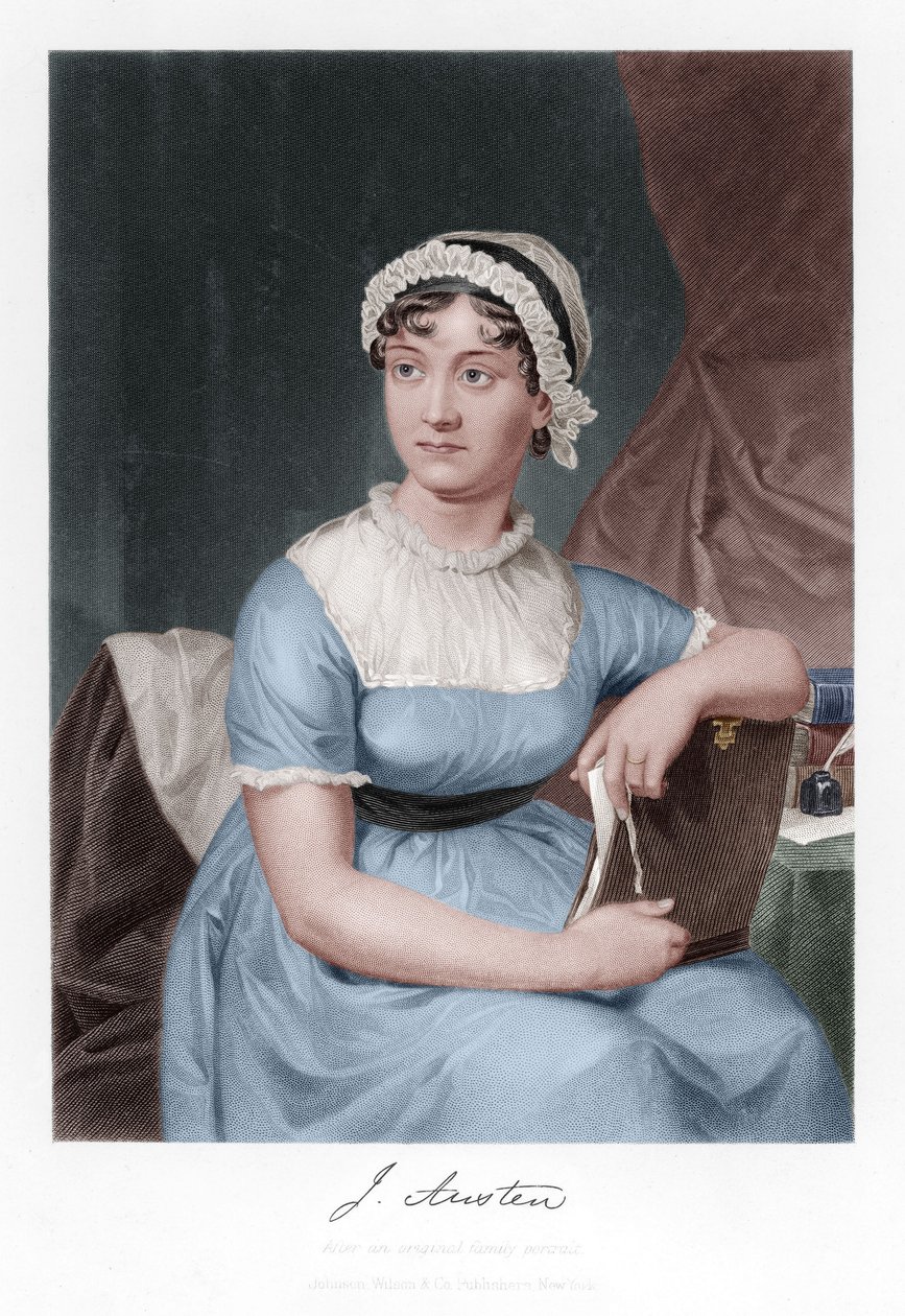 Jane Austen gravering senere fargelegging av Cassandra Austen