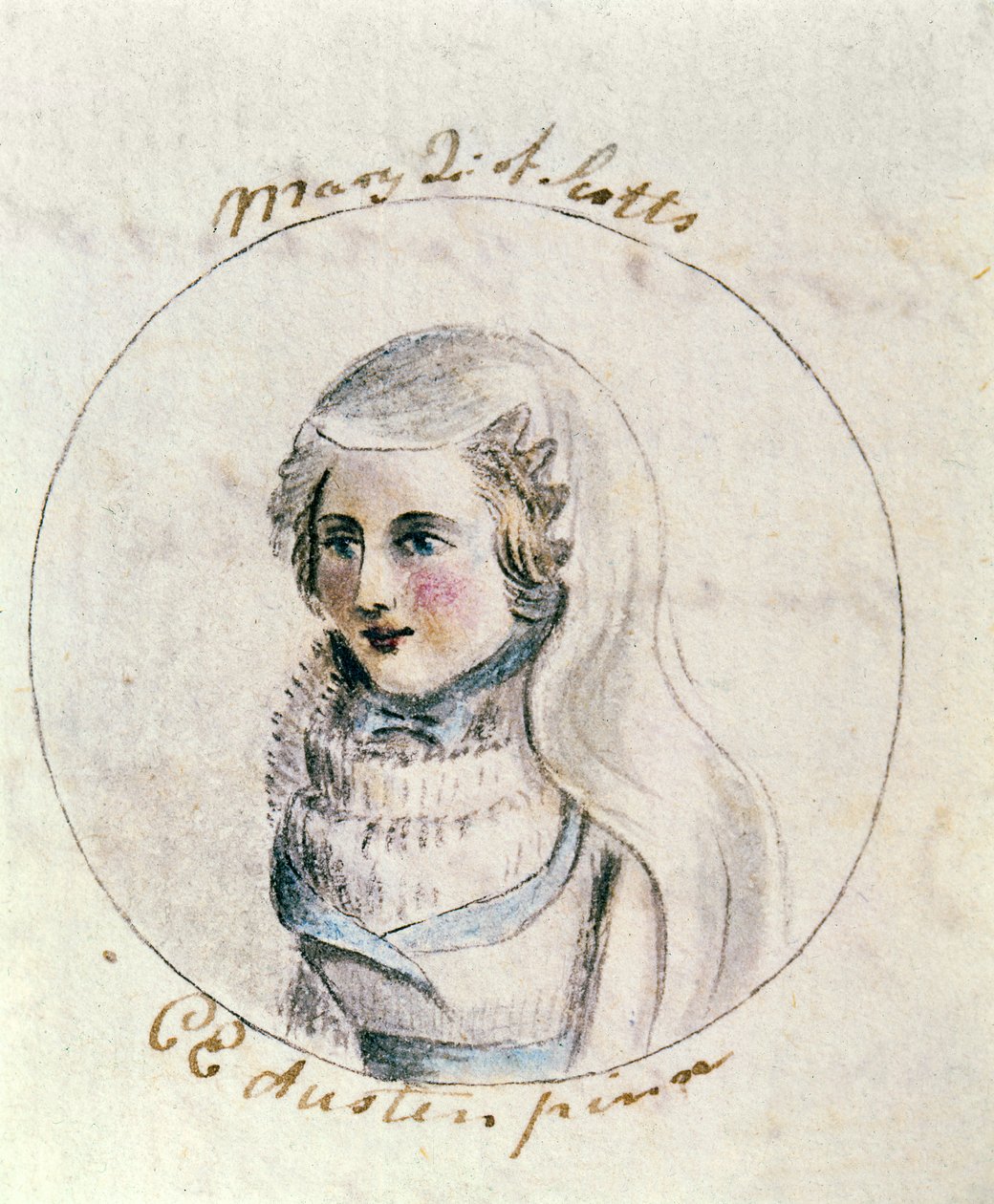 Mary Queen of Scots, ca. 1790 (penn og blekk og wc på papir) av Cassandra Austen