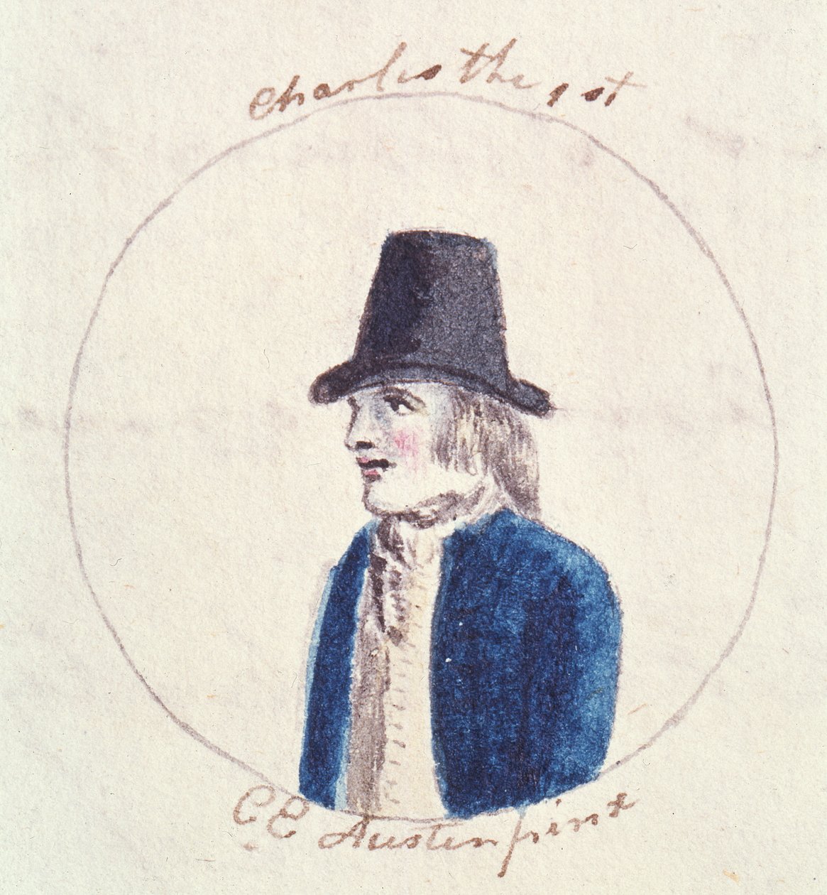Charles I, ca. 1790 (penn og blekk og wc på papir) av Cassandra Austen