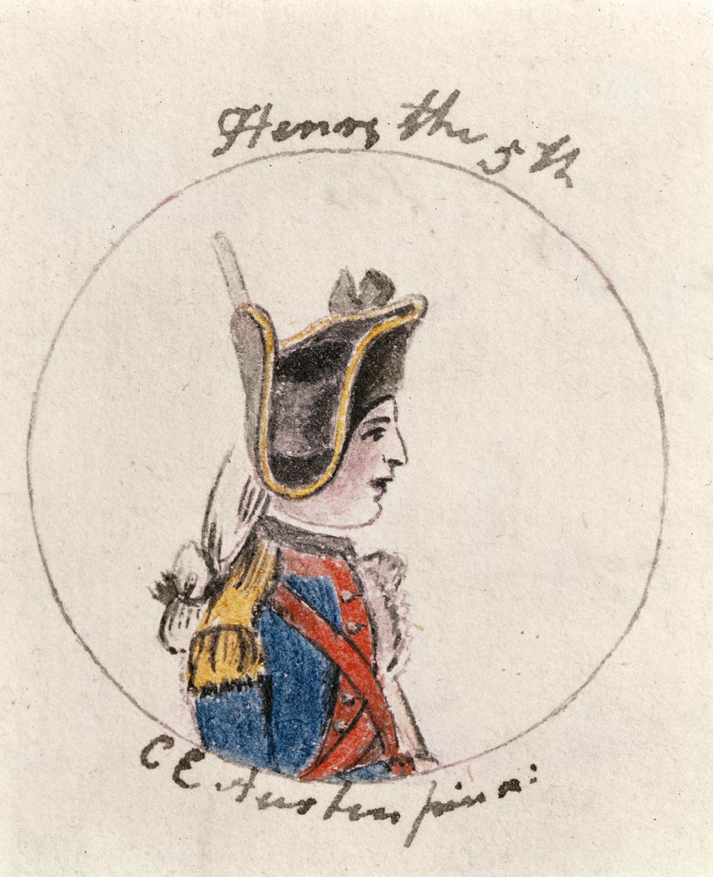 Henry V, ca. 1790 (penn og blekk og wc på papir) av Cassandra Austen