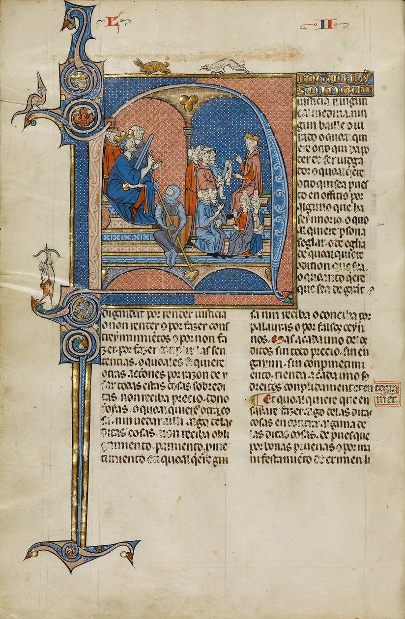 Side fra et manuskript av Vidal Mayor-manuskriptet av Vidal Canellas, kopiert av Michael Lupi de Candiu, ca. 1290-1310 av Catalan School