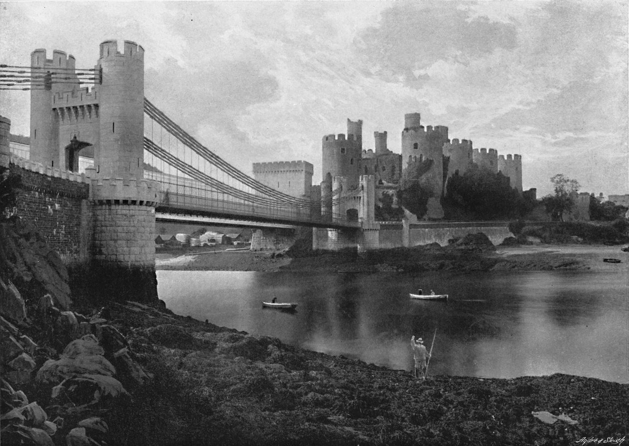Conway Castle and Bridges, c1896 av Catherall and Pritchard