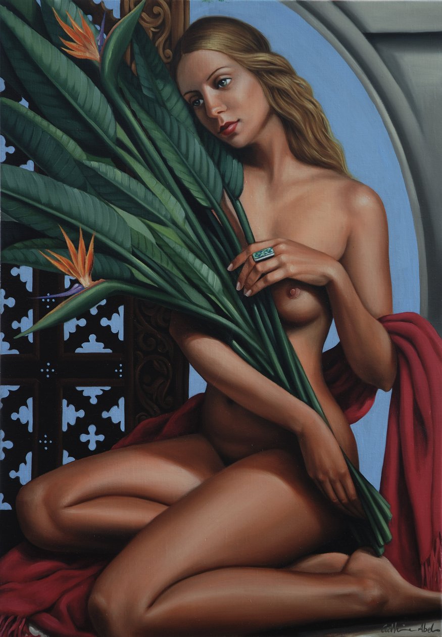 Bird of Paradise (olje på lin) av Catherine Abel