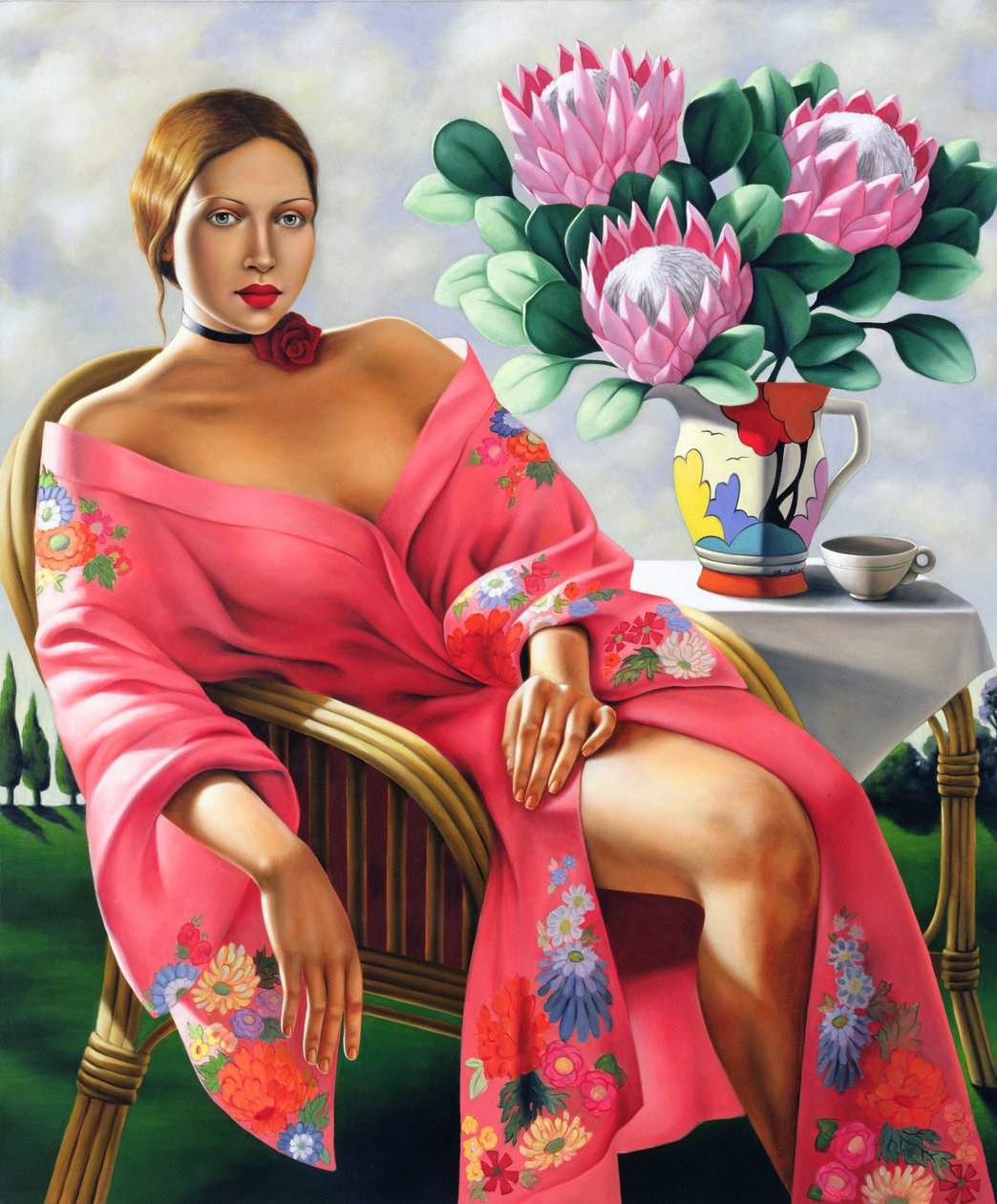 Te, sen ettermiddag (olje på lin) av Catherine Abel