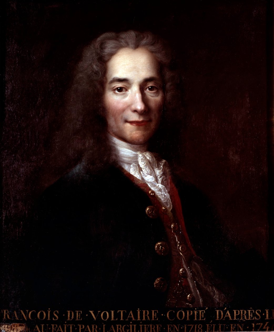 Voltaire, kopi etter maleri av Nicolas de Largilliere olje på lerret av Catherine Lusurier