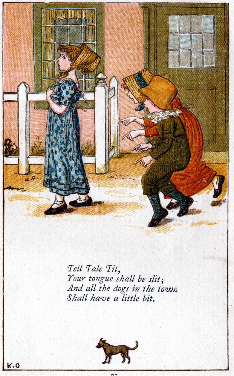 Illustrasjon for «Fortell om at tungen din skal skjæres opp», Kate Greenaway 1846-1901 av Catherine Greenaway