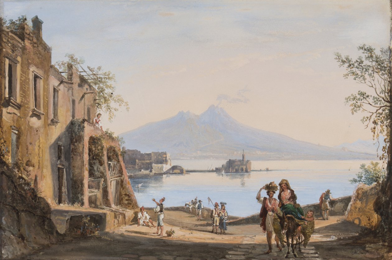 Utsikt over Vesuv fra Mergellina, ca. 1845 av Catherine Louisa Marlay