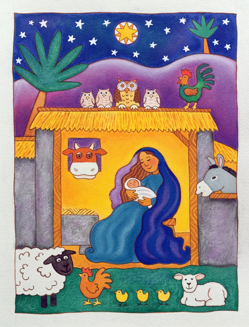 A Farmyard Nativity, 1996 (wc) av Cathy Baxter