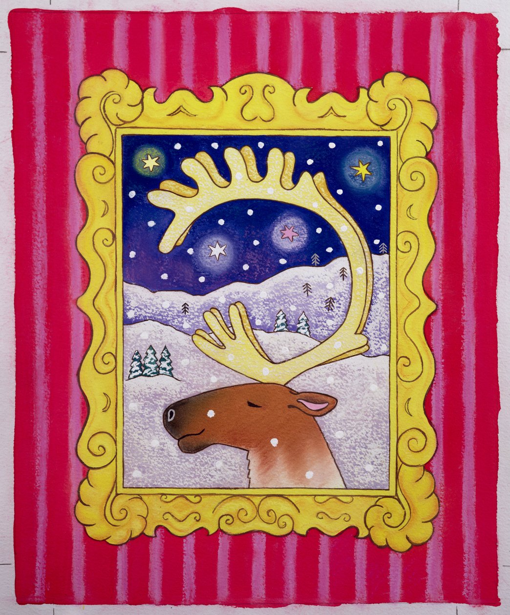 Christmas Antlers, 1996 (pastell og gouache på papir) av Cathy Baxter