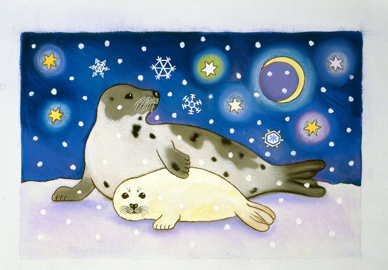 Cosmic Seals, 1997 (pastell og gouache på papir) av Cathy Baxter