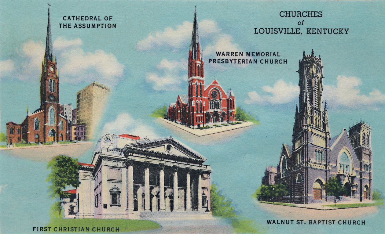 Kirkene i Louisville, Kentucky, 1942 av Caufield and Shook
