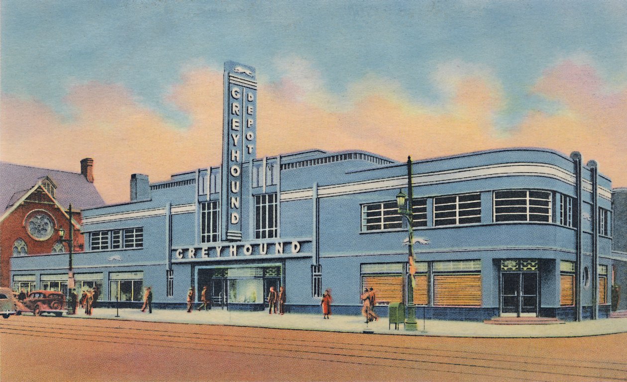 Greyhound bussterminal, 1942 av Caufield and Shook