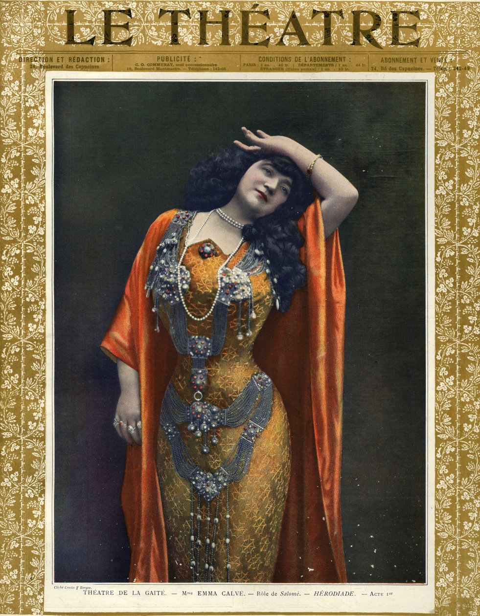 Emma Calve som Salome, forsiden av magasinet "Le Theatre". av Cautin & Berger (after)