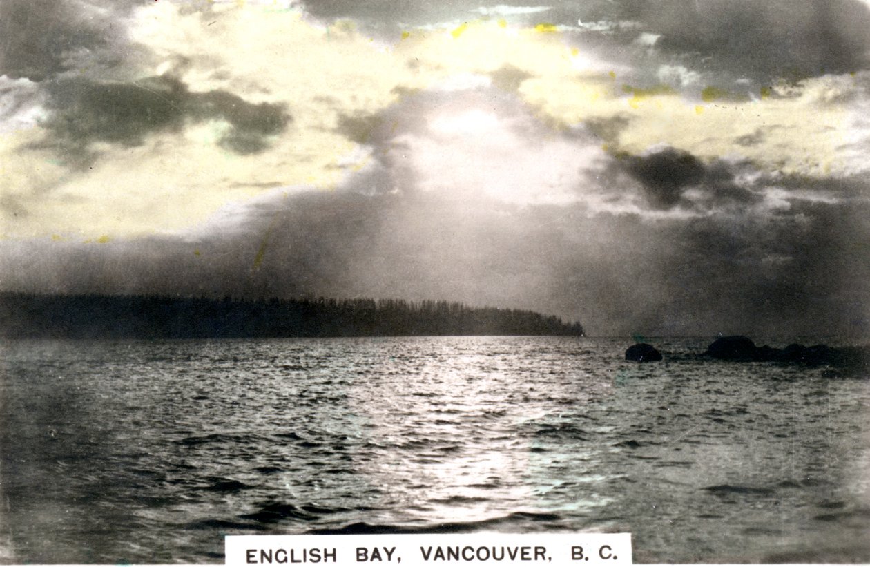 Solnedgang over English Bay, Vancouver, British Columbia, Canada, c1920-tallet. av Cavenders Ltd