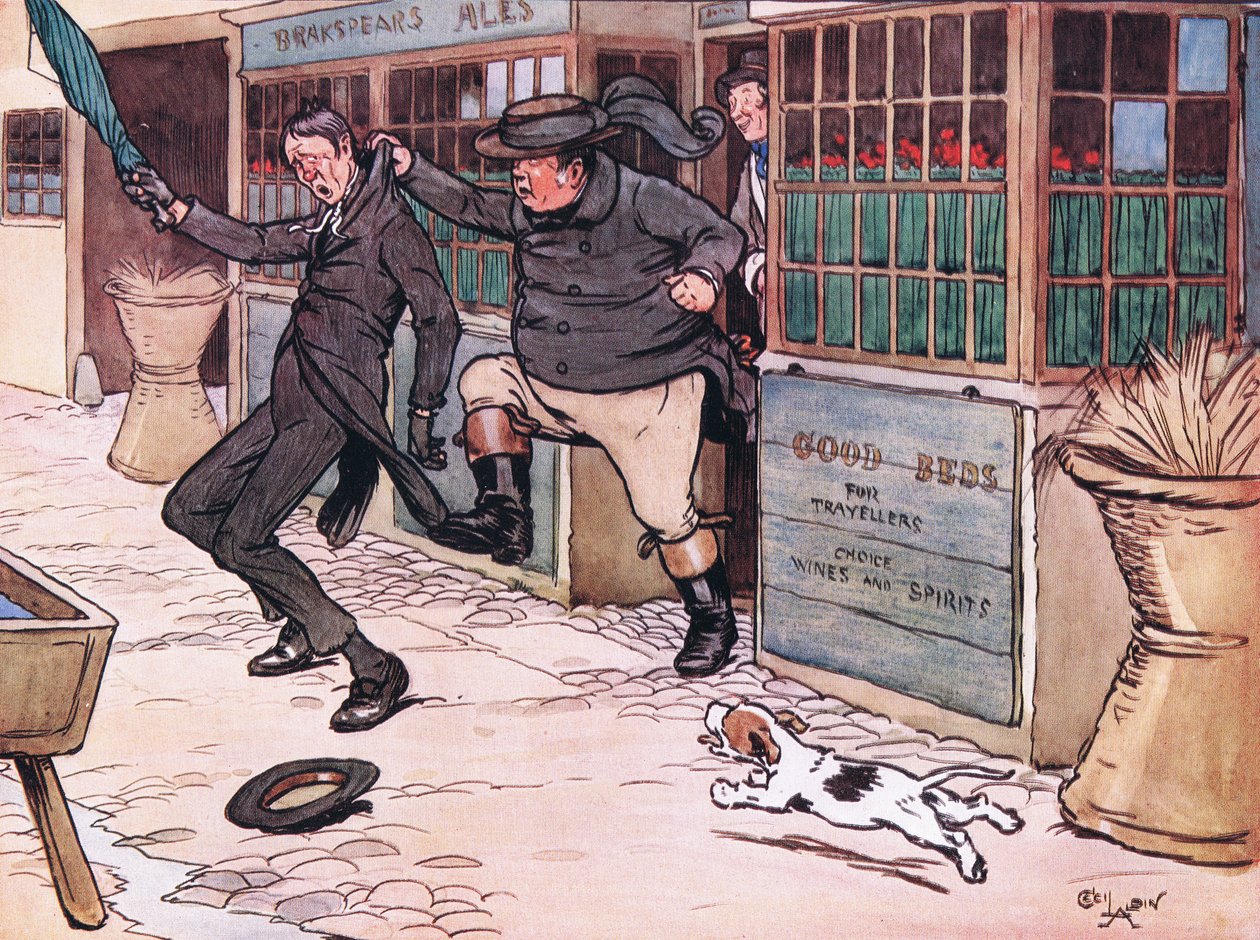 Det var et vakkert og spennende syn å se den røde nesemannen vri seg i Mr Wellers grep av Cecil Charles Windsor Aldin