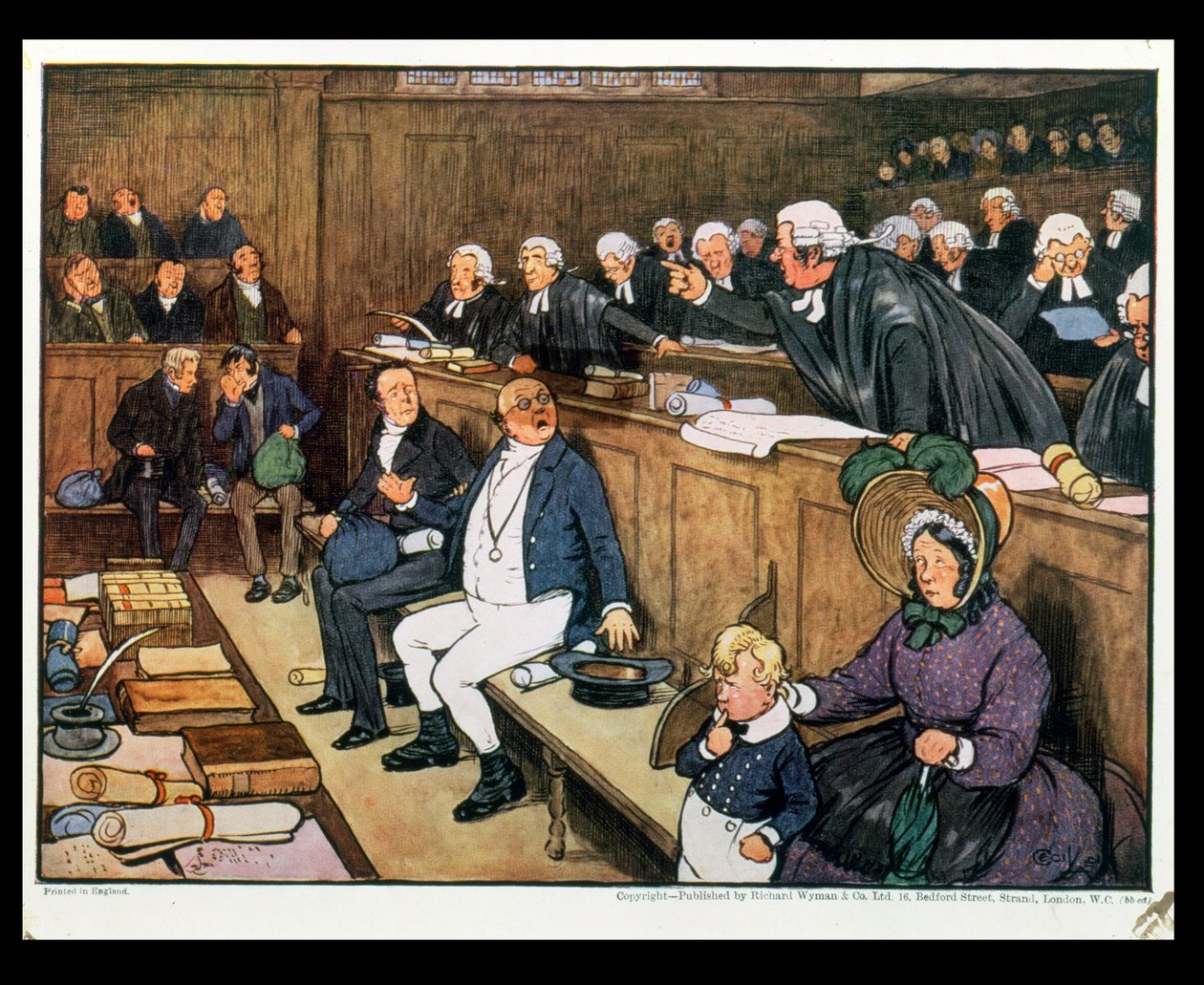 Rettssaken mot Mr Pickwick, 1910 av Cecil Charles Windsor Aldin