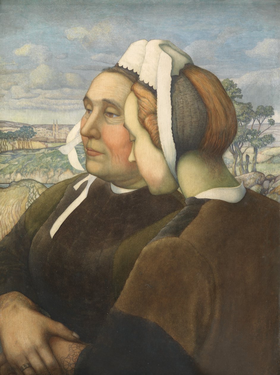Breton Confidants, ca. 1908 (tempera på panel) av Cecil J. Webb